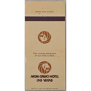 Vintage Casino Matchbook Cover MGM Grand Hotel Las Vegas Nevada NV Early Logo